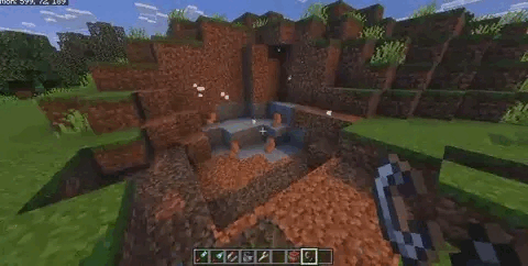 Процесс притягивания блоков земли с помощью магнита