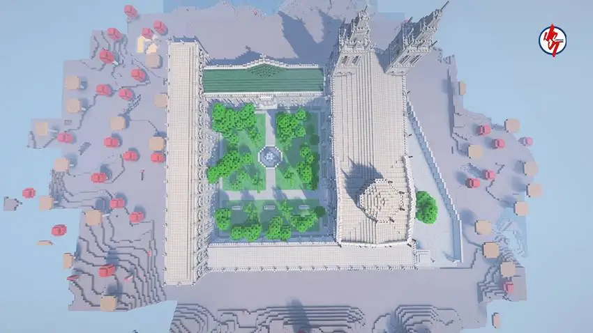 Вид с высоты птичьего полёта на всё строение