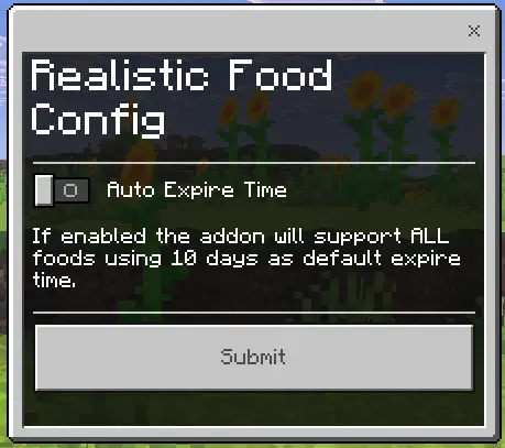 Пользовательское меню настроек на фоне поля подсолнухов