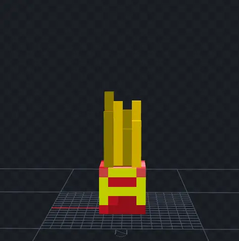 Модель картошки фри в красной подставке