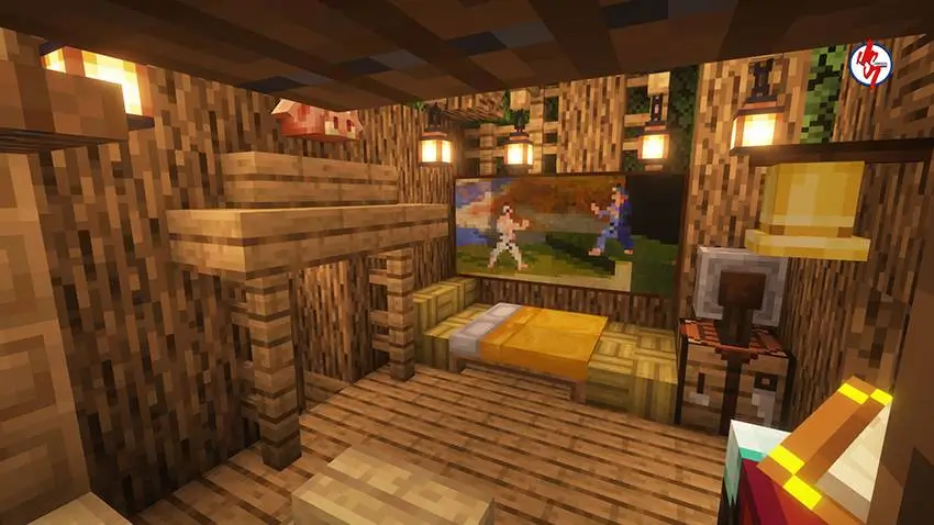 Небольшая спальня из дубовых бревен