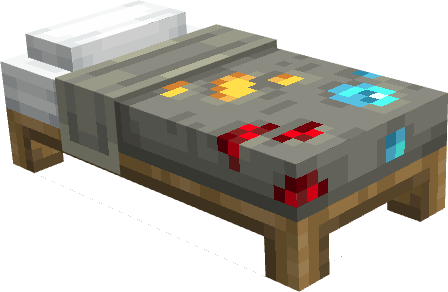 Серая кровать с текстурой руд