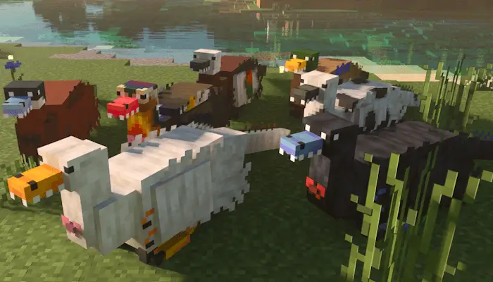 Стая новых мобов с зубами в разных оттенках