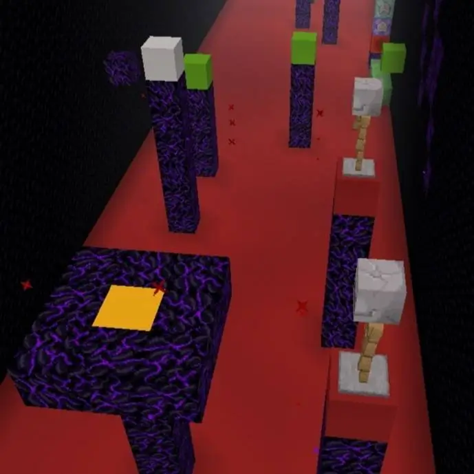 Столбы из плачущего обсидиана с яркими блоками бетона