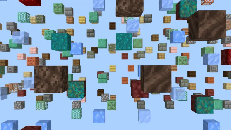 Множество различных парящих блоков