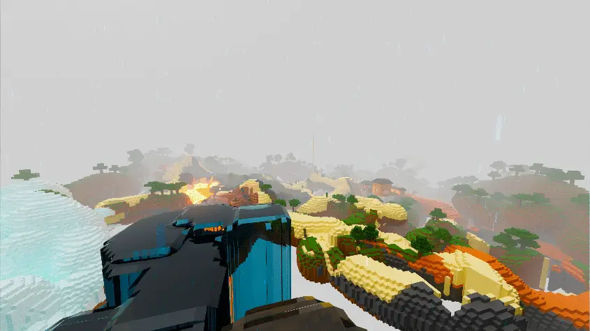 Парящие холмы с деревней в далеке