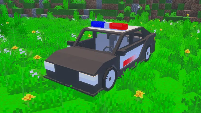 Полицейская машина в мигалками на крыше