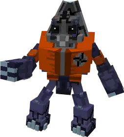 Фиолетовый робот с оранжевым корпусом