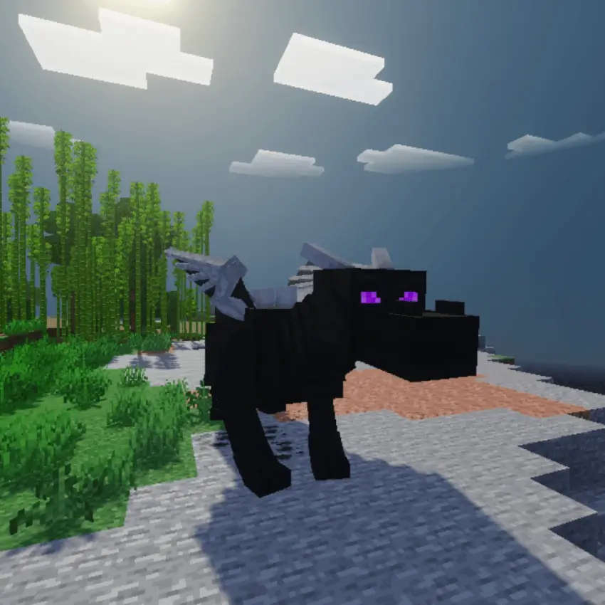 Черный дракон с фиолетовыми глазами