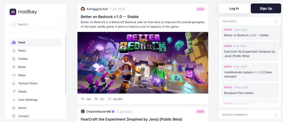 Внешний вид сайта ModBay