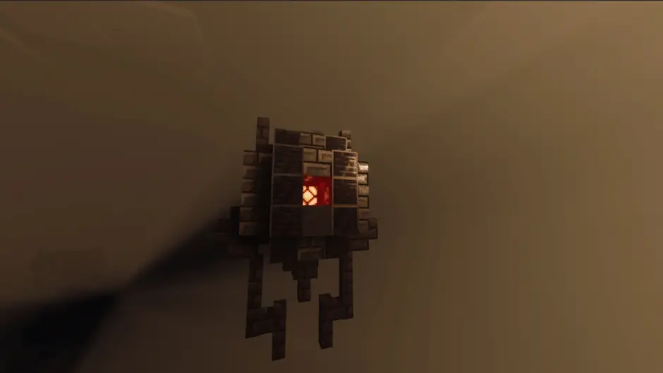 Сооружение из лампы и темных блоков