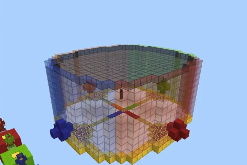 Огромная арена с разными цветами по сторонам