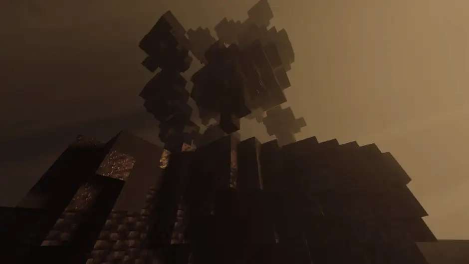 Высокая каменная стена в темном мире