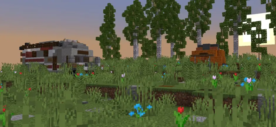 Поляна с машинами