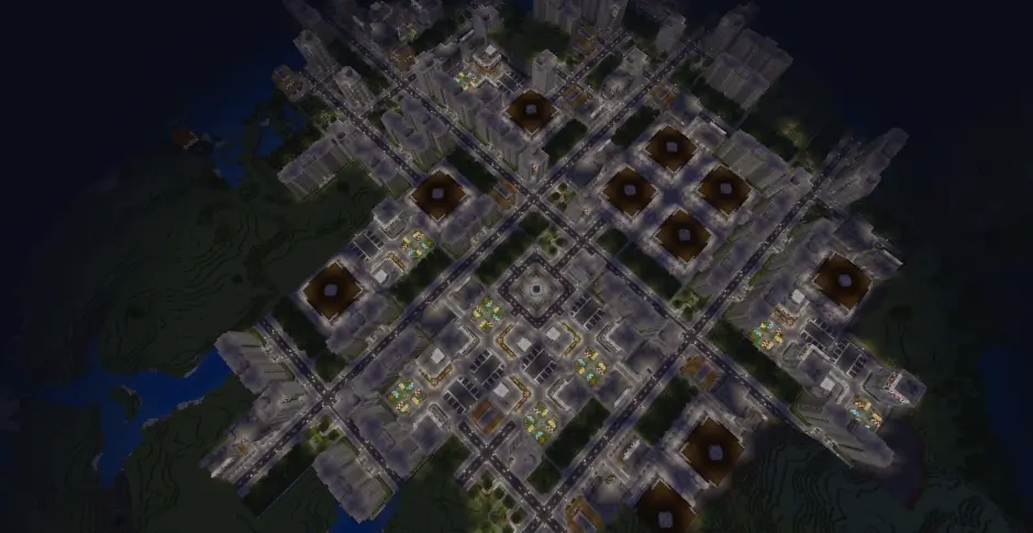 Ночной город с множеством огней