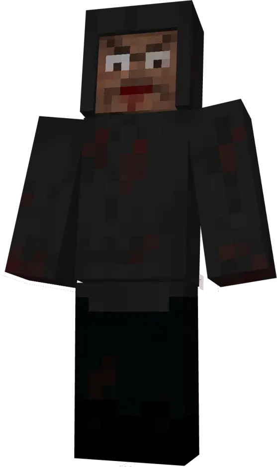 Злой человек в черной одежде  кровью на ней