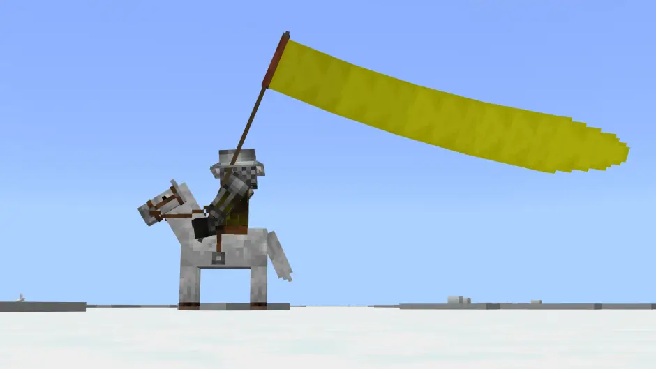 Рыцарь на белом коне держит желтый флаг