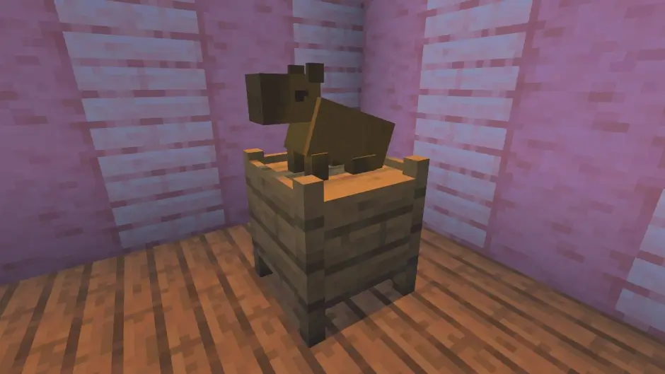 Плюшевая капибара в розовой комнате