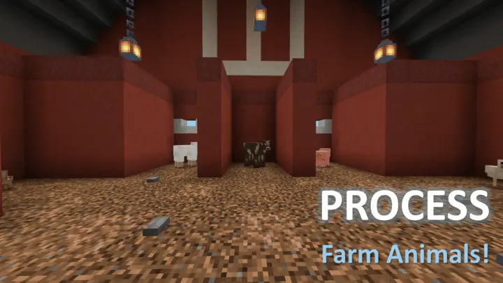 Небольшая ферма с животными в красном цвете