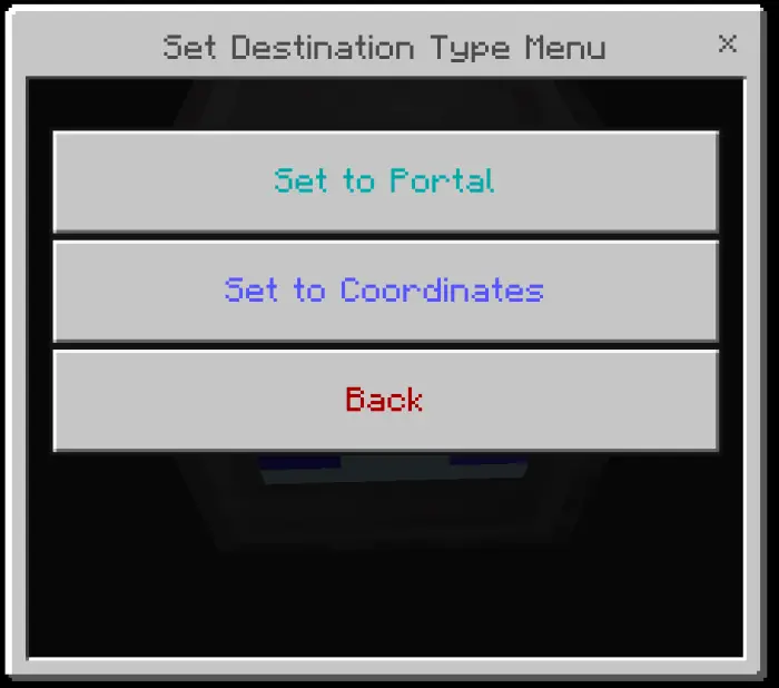 Меню установить тип назначения