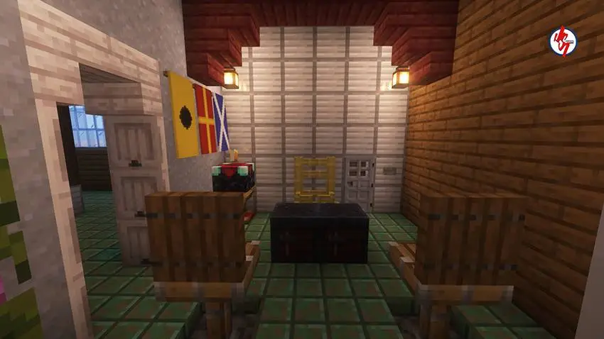 Небольшое помещение с несколькими флагами