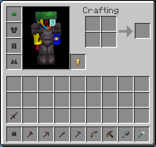 Инвентарь игрока с уменьшенными предметами