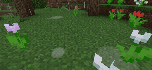 Появление луж после дождя на поляне с цветами