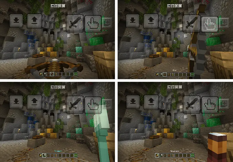 Несколько изображений с новыми текстурами предметов в руке