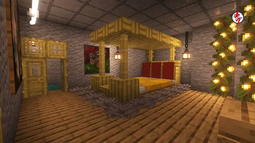 Большая спальня с деталями из бамбука