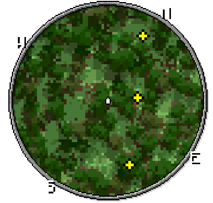 Круглая мини-карта со сторонами света и деталями