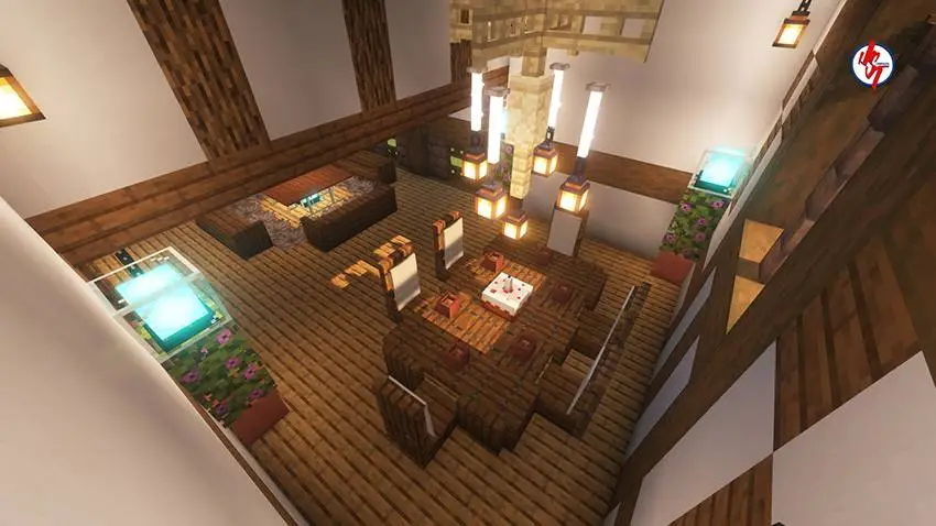 Просторная гостинная с обеденным столом