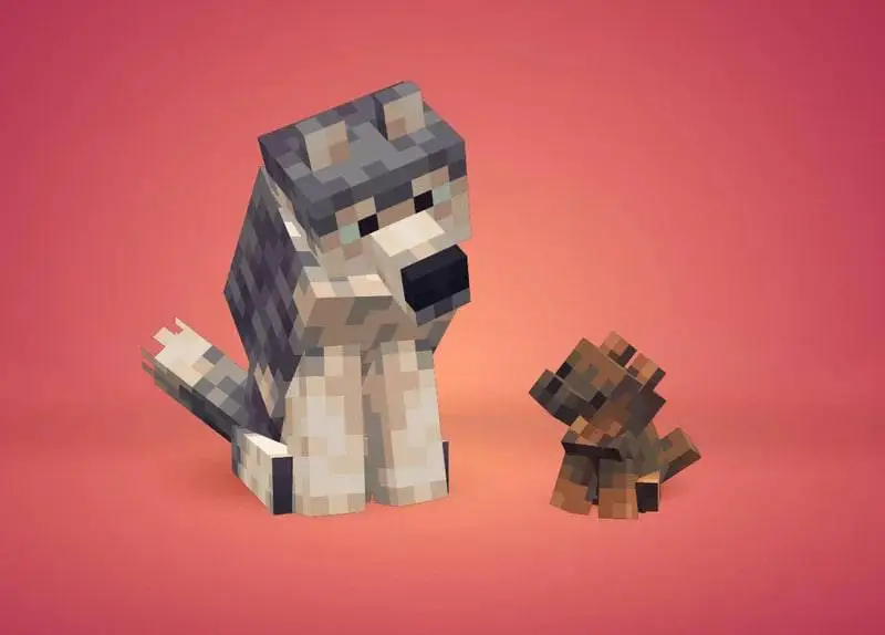 Большой серый волк и маленький щенок