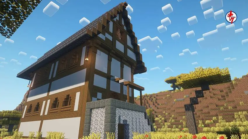 Большой светлый дом из дерева в саване