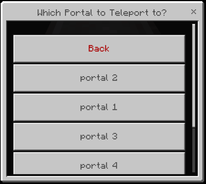 Выбор меню порталов