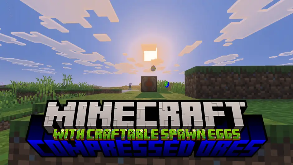 Название мода на фоне нового блока на поляне