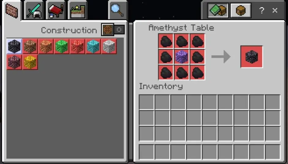 Крафт угольного аметиста