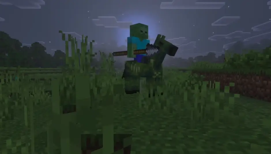 Зомби верхом на лошади-зомби и с копьем