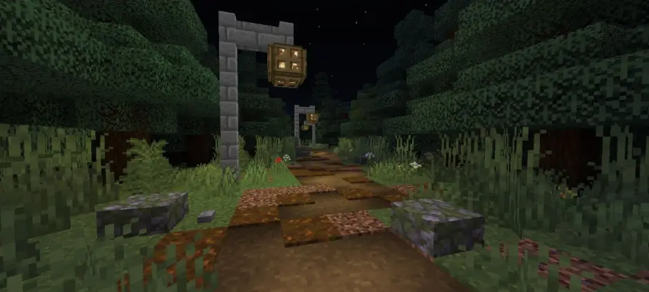 Тропинка через ночной лес