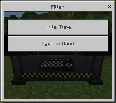Переход в меню типов