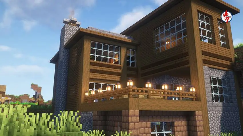 Большой дом из древесины и булыжниками