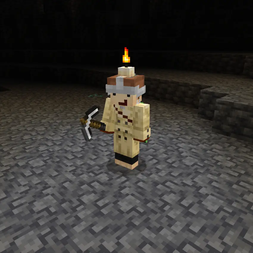 Шахтёрский шлем на игроке