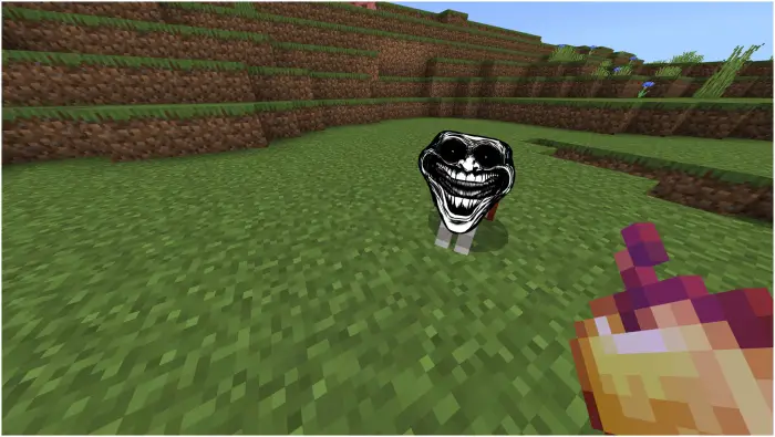 Собака с необычным стикером на лице