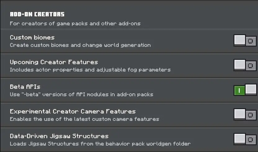 Необходимые настройки экспериментов