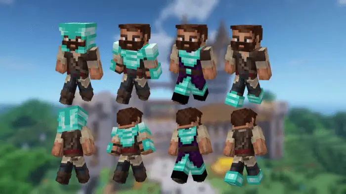 Все элементы алмазной брони с разных сторон