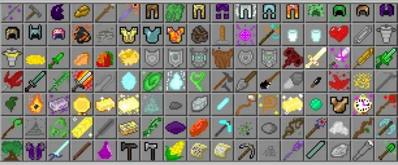 Все предметы и блоки в инвентаре