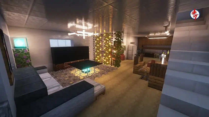 Просторная гостинная с множеством элементов декора