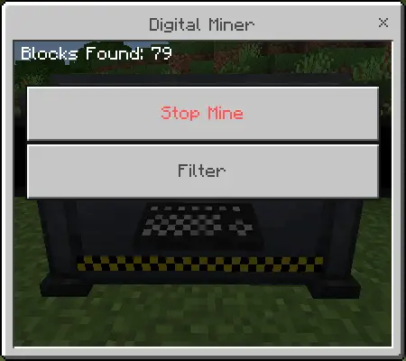 Меню остановки добытчика