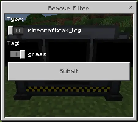 Меню удаления фильтров