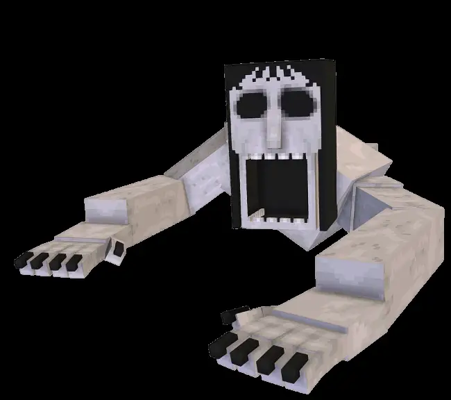 Страшный моб с большими руками и черными волосами