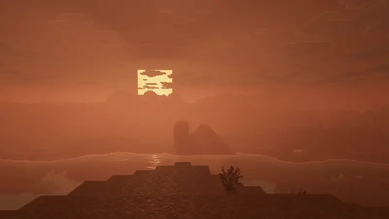 Яркий закат над данжем и рекой